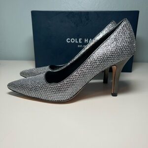 Cole Haan Bradshaw Pump 85 Silver/Gunmetal Glitter Women's Heels Sz9